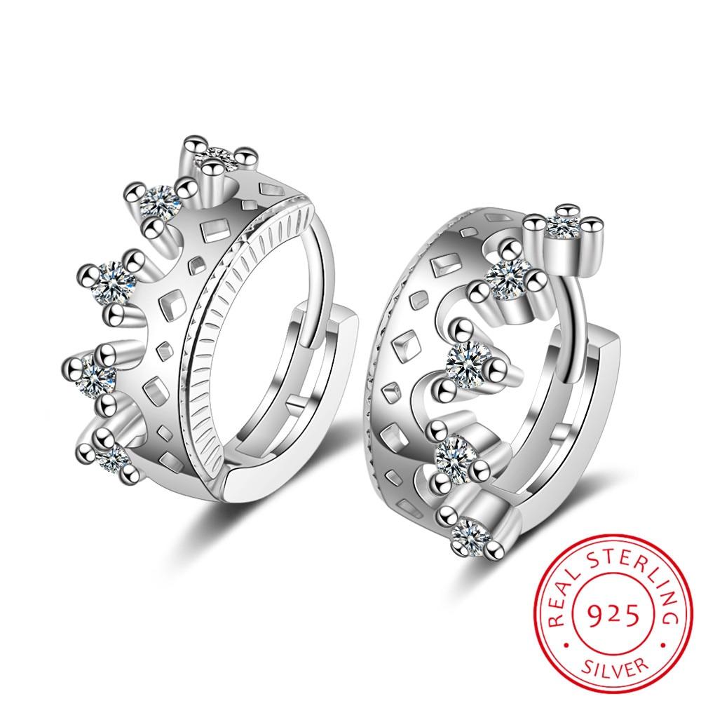 

Натуральные серьги из стерлингового серебра 925 пробы, серьги-кольца с короной для женщин, ювелирные изделия из циркониевой шпинели