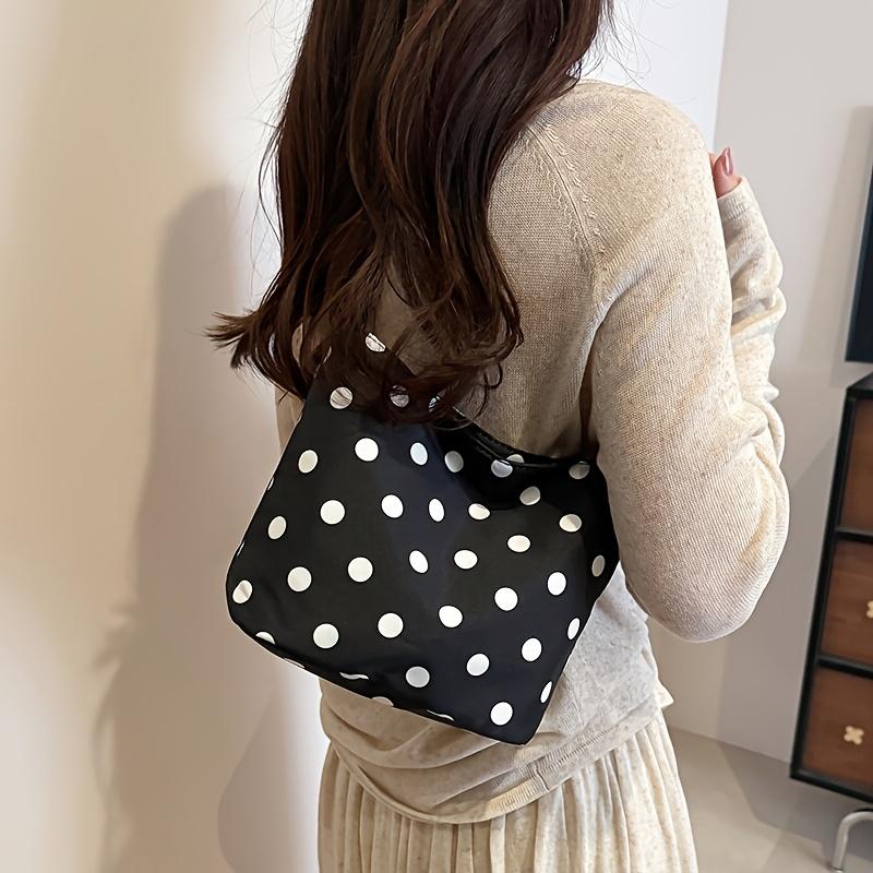 Niche polka dot handbag, women's versatile shoulder bag/underarm bag, small handbag for going out to work, lightweight design.
