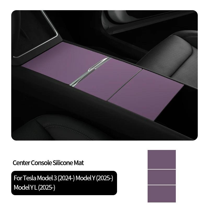 For Tesla Model Y Juniper / Model 3 Highland Car Center Console Silicone Armrest Box Pad Cover Auto Interior Tuning Accessories