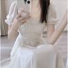 French Square Collar Sweet and Gentle Fairy Style Dress Women's Summer New Women's Clothing Waist Thin Medium and Long Skirt