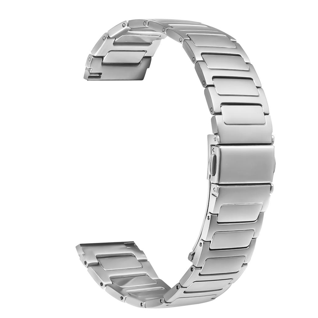 For Garmin Forerunner 265 Music Watch Band Silver Stainless Steel Metal Watch Strap