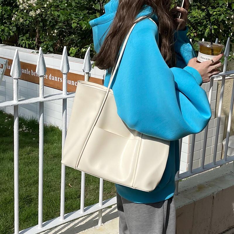 

Casual Big Women totes designer female shoulder bags soft pu leather composite bag lady purses and handbags large capacity Black белый