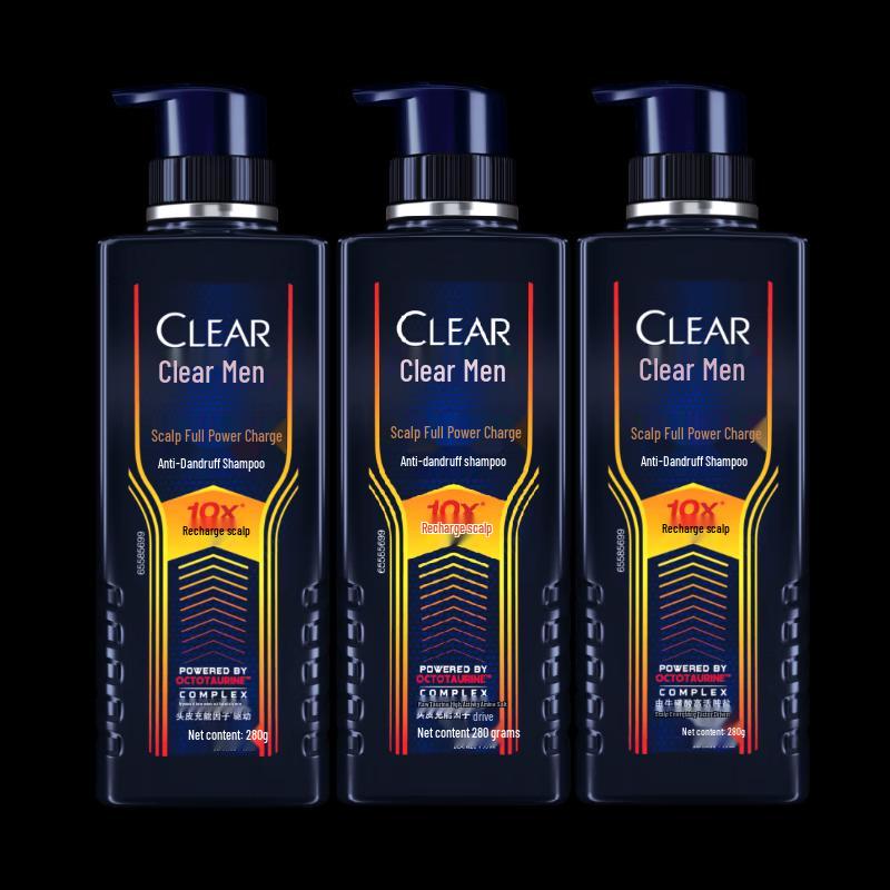 Clear Men Scalp Energizing Oil Control Volumizing Shampoo (3x280g)
