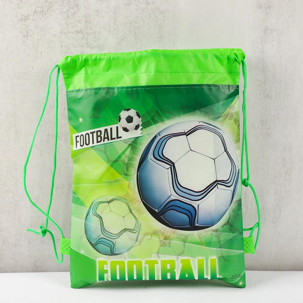 

12Pcs Sports Football Theme Non-woven Drawstring Backpacks Soccer Storage Bag for Kids Birthday Party Decoration School Rewards 34x27cm