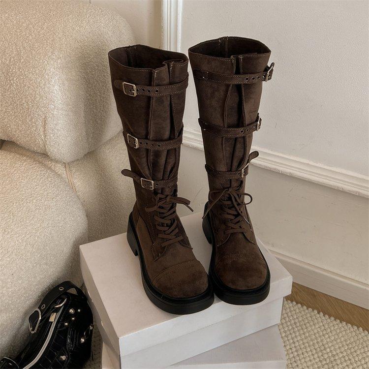 

Retro boots women s 2025 autumn new belt buckle knight boots but knee but knee two wear boots boots 40 хаки