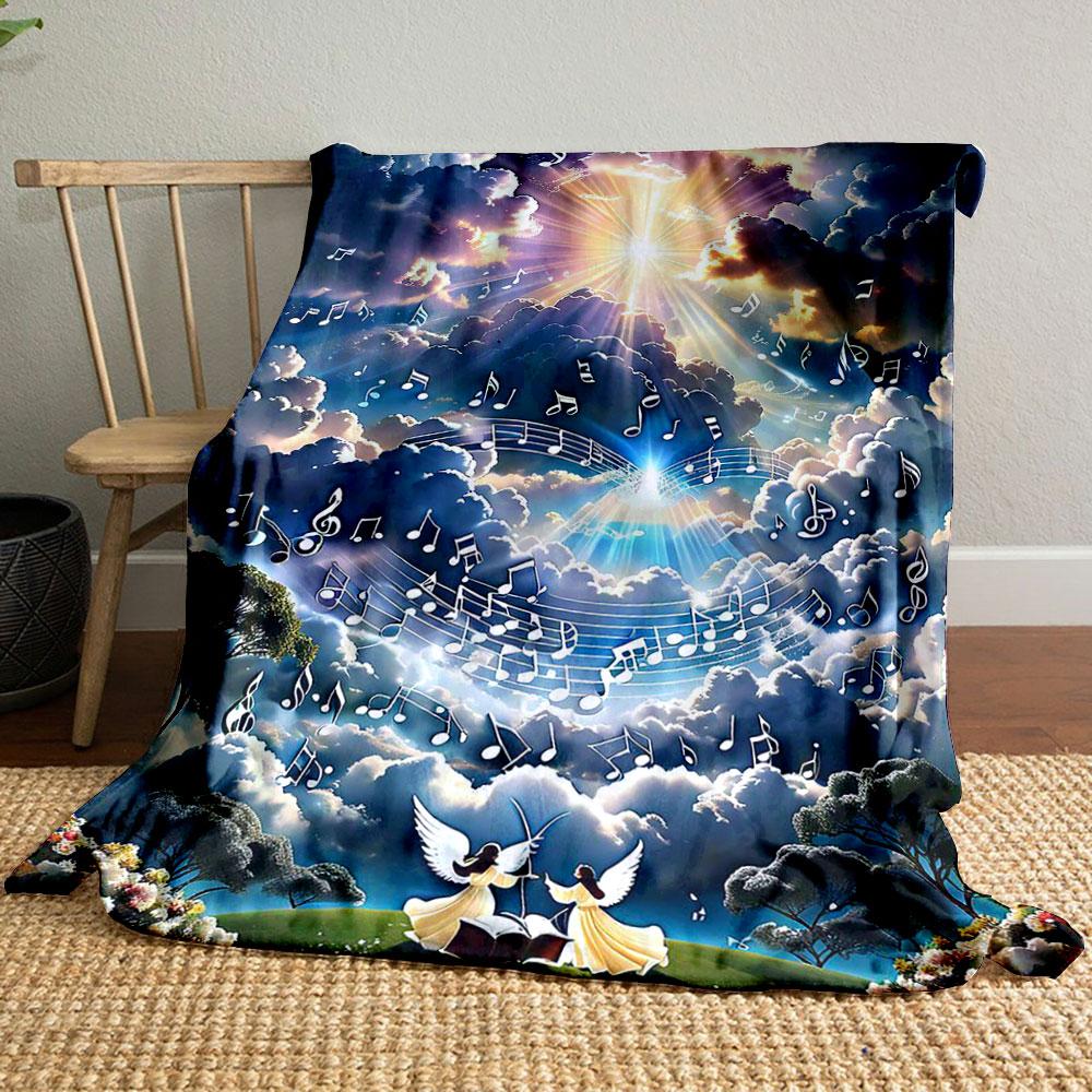 

Celestial Musical Angel Blanket Printed Blanket for Living Room Bed Couch lunch break Soft Cozy Blanket for Friend s festival Gift 80cm x 120cm