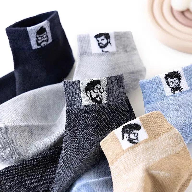 Men Summer Thin Cotton Mesh Breathable Socks Sports Casual Fashion Label Short Tube Boat Socks for Men Comfortable Lightweight