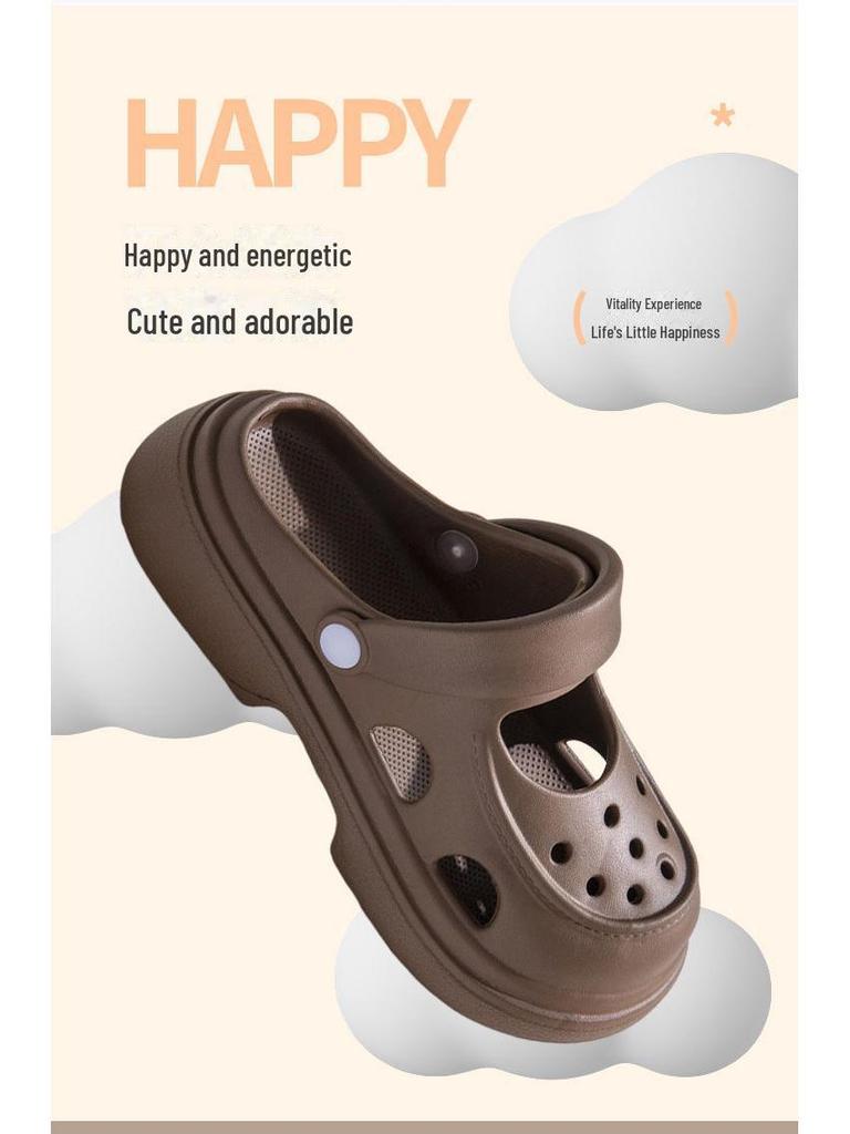 Damen-EVA-Mary-Jane-Schuhe, verbesserte Ausführung: Dicksohlige, höhenerhöhende, rutschfeste Zehensandalen für den Strand