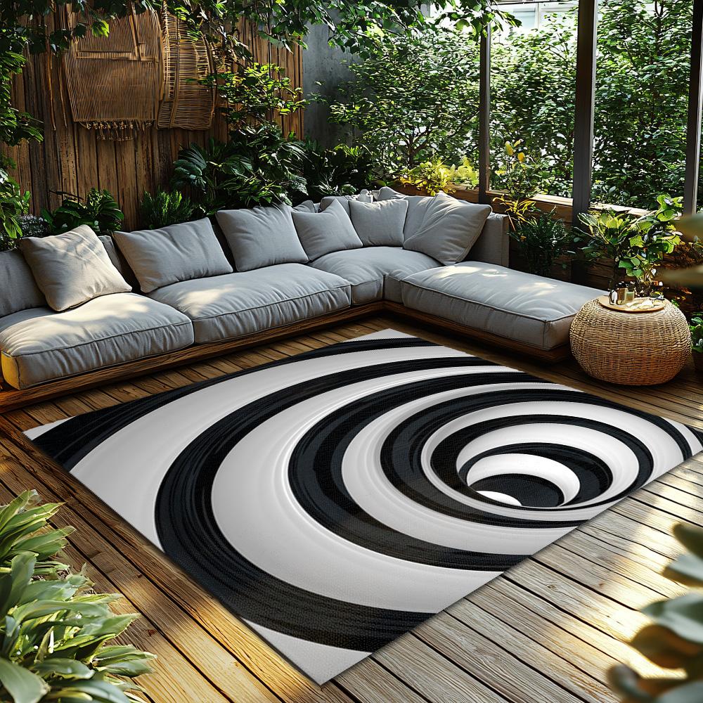 Tuniu Black White Striped Geometric Rug Modern Abstract Home Decor Floor Carpet Mat