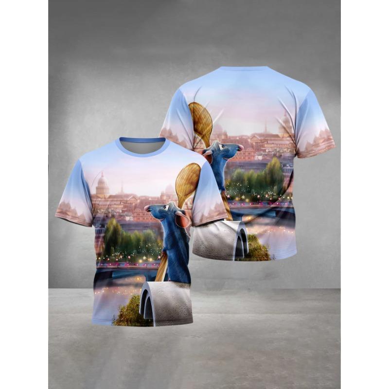 Summer Round Neck Cartoon Hotel Transylvania Pattern 3D Printed Top Fashionable Casual Short Sleeved Children's Boy T-shirts