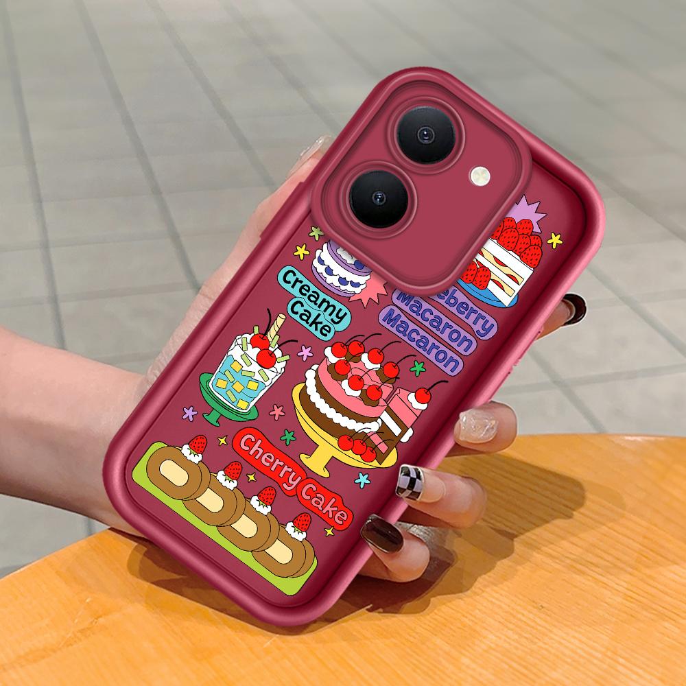 Měkký silikonový čtvercový žebříkový vzor tisku Pouzdro telefonu Plný kryt fotoaparátu Ochranné pryžové pouzdro odolné proti nárazům pro Vivo