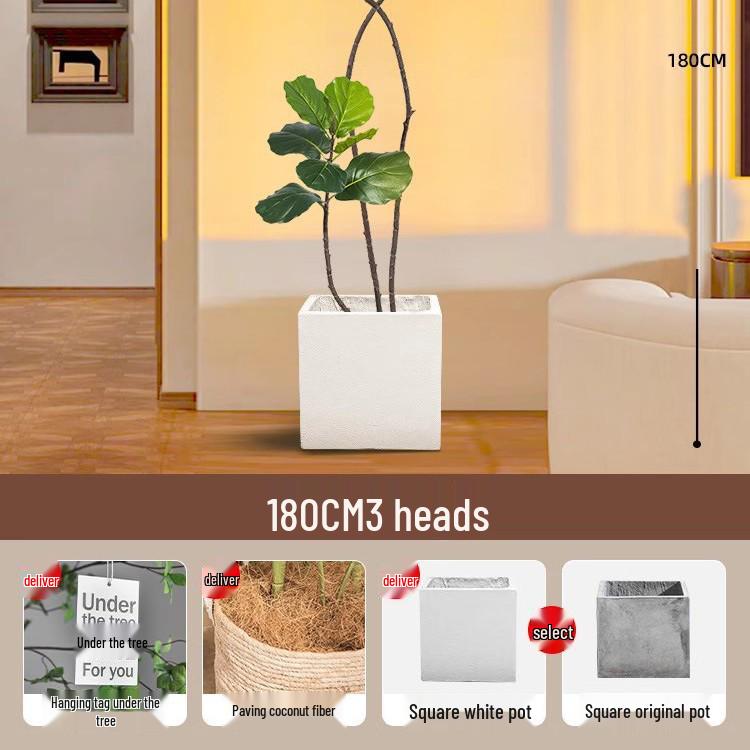 Large Potted Fiddle-Leaf Fig: Luxury Faux Green Plant for Living Room Decor