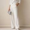 Women Pants High Waist Straight Wide Leg Suit Trousers with Side Pockets Pure Color