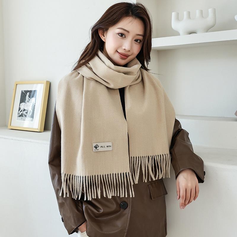 Winter wool simple and versatile scarf solid color women's autumn and winter warm fashion temperament wool shawl