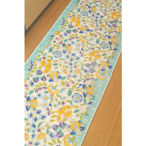 Kawashima Selkon Textiles MINTON Kitchen Mat, Garden Nature, Blue-Green, 50 x 150 cm, FT1230