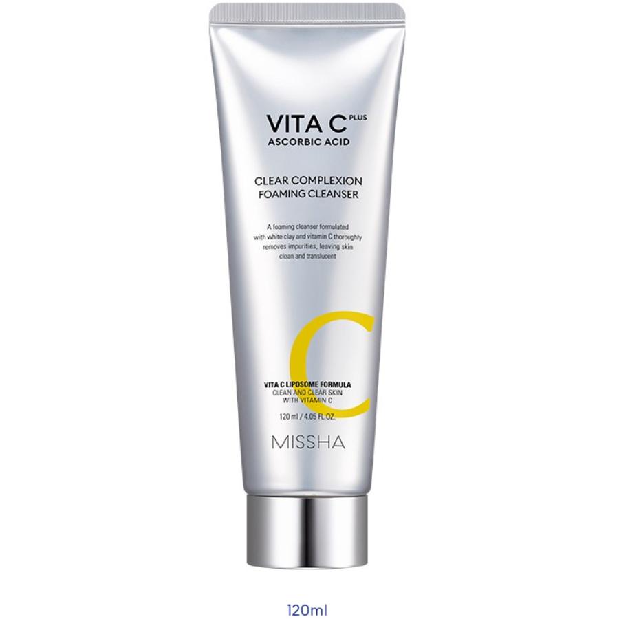 MISSHA Vita C Plus Clear Complexion Foaming Cleanser 120ml | Vitamin C Face Wash for Bright & Smooth Skin