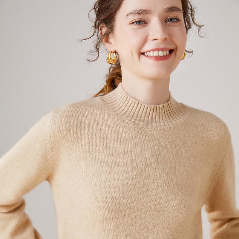 Fanzhen Women's Thickened Half-High Neck Cashmere Blend Sweater