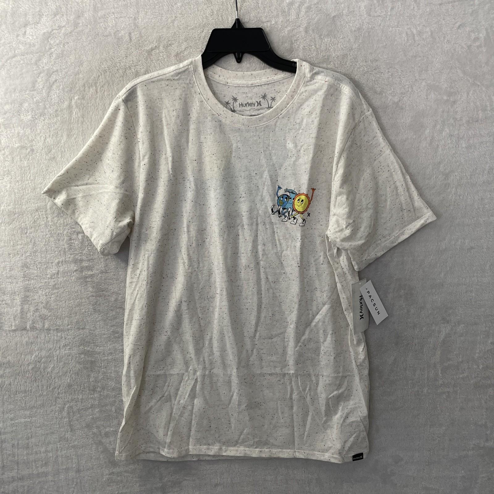 Hurley Mens T Shirt Beige Graphic Print Medium Cotton Crew Neck Short Sleeve S разноцветный