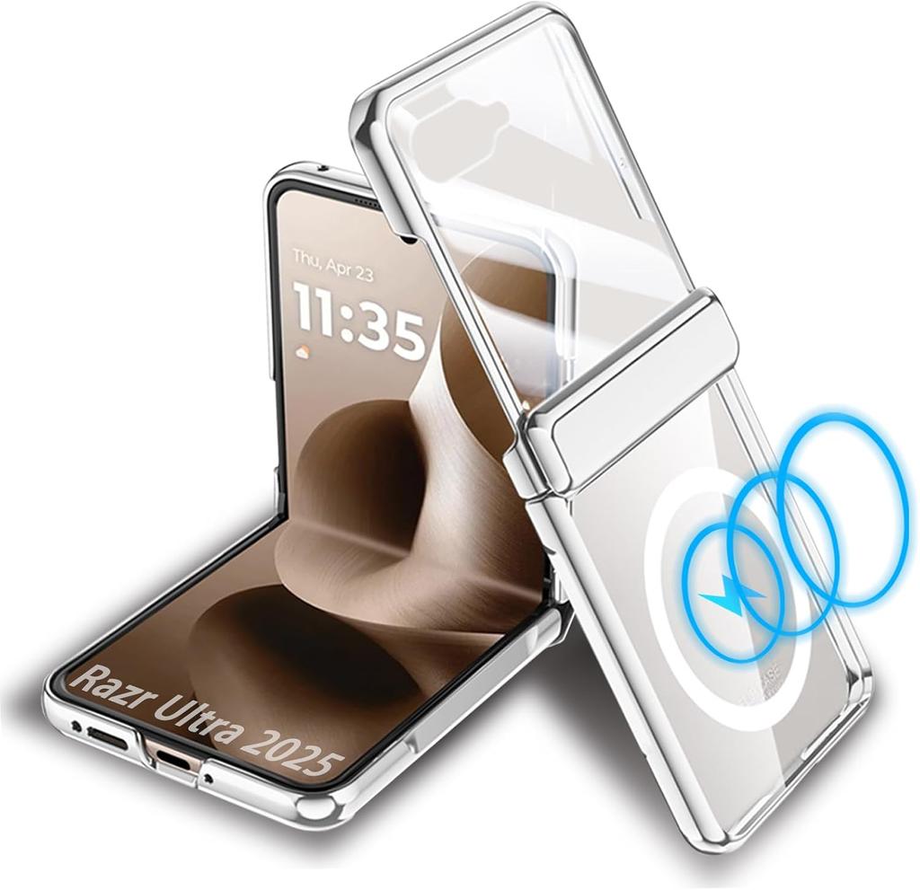 Hülle für Motorola Razr Ultra 60 Ultra, mit kabellosem Laden und integriertem Frontbildschirmschutz