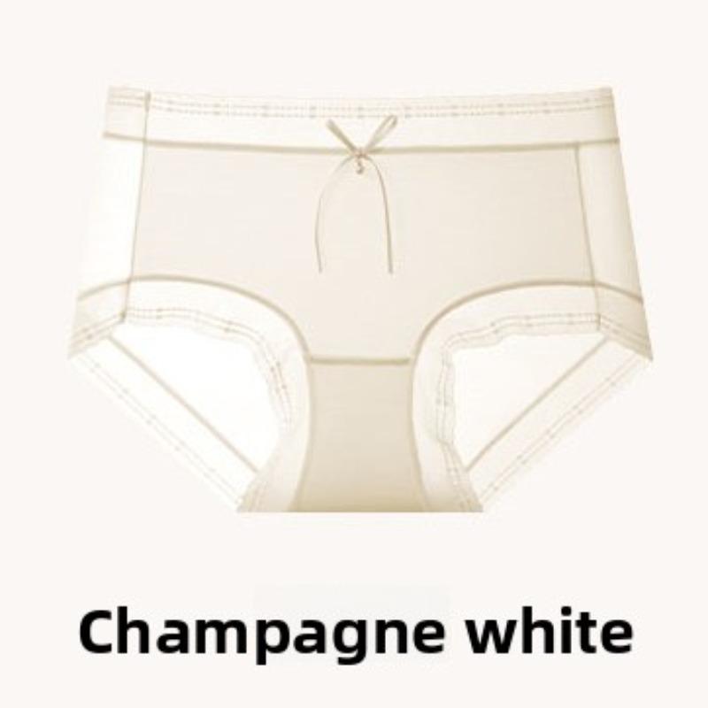 

Ladies Summer Lace Bow Pure Cotton Crotch Ice Silk No Trace Middle Waist Triangle Briefs XL білий/шампанського