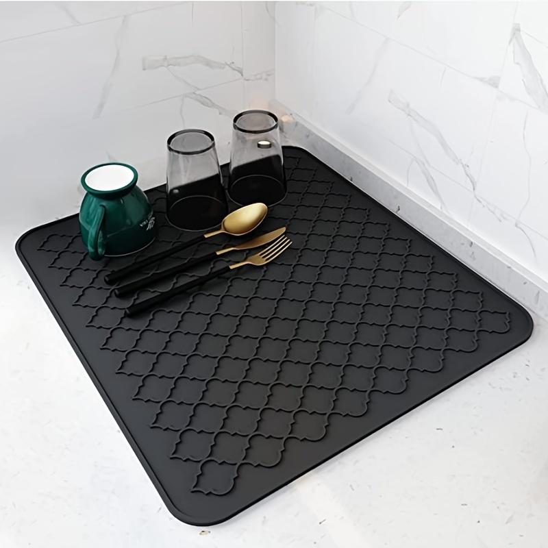 Silicone Dish Drying Mat Non-Slip Sink Mat for Kitchen Counter Heat-Resistant Dish Drainer Pad Easy-Clean Fridge & Drawer Liner