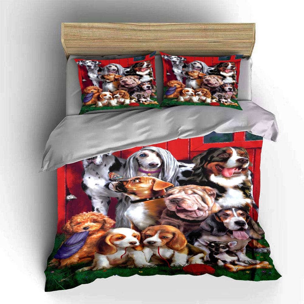 Various Dog Breeds Illustration. Bedding Sets Duvet Cover Sets Duvet Covers Pillowcases(1 * Duvet Cover 2 * Pillowcases Without Duvet Insert)