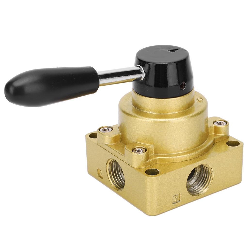 Rotary Lever Hand Valve 3 Position 4 Way Pneumatic Air Flow Control Switch Equipment HV‑04