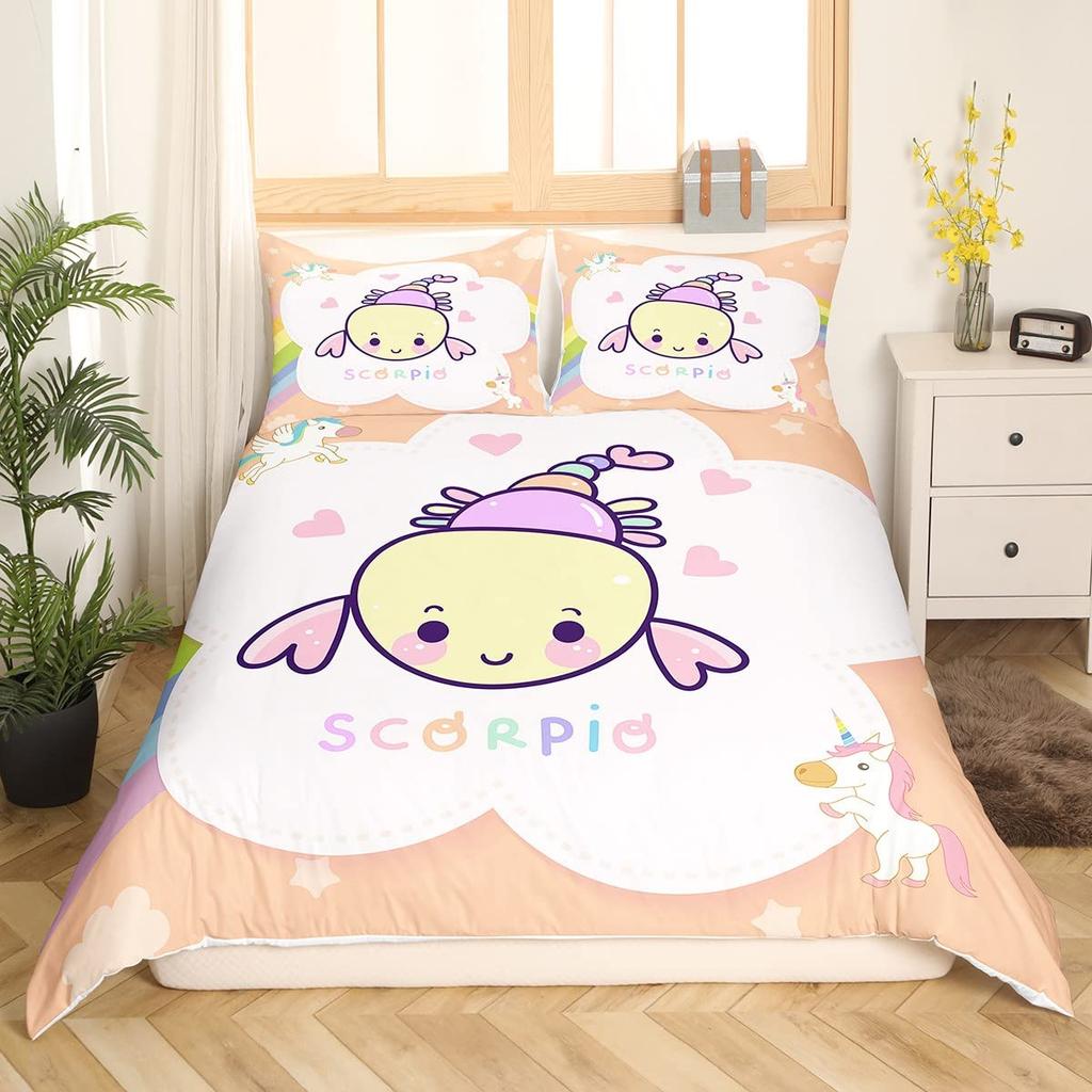 Cartoon Axolotl Duvet Cover for Children Boys Girls Axolotl Coastal Ocean Sealife Theme Bedding Bedroom Decoration Queen Size