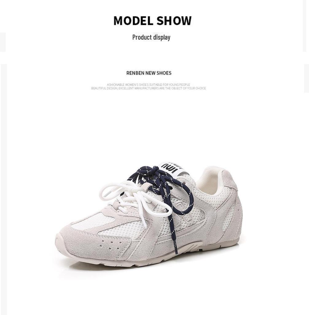 2024 Autumn Women's Dexun Leather Sneakers: Two-Color Laces, Forrest Gump Style, Casual Dad Shoes