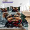 Yorkshire Terrier Pattern Bedding Quilt Set Quilt Cover Pillowcase Home Decoration Birthday Gift (1 * Duvet Cover + 2 * Pillowcase, Without Core)