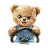 Smiling Teddy Bear Behind The Steering Wheel Smiling Teddy Bear Behind The Steering Wheel, 30X40 Cm, Dark Brown Wooden Frame, 230 Gsm Matte Paper