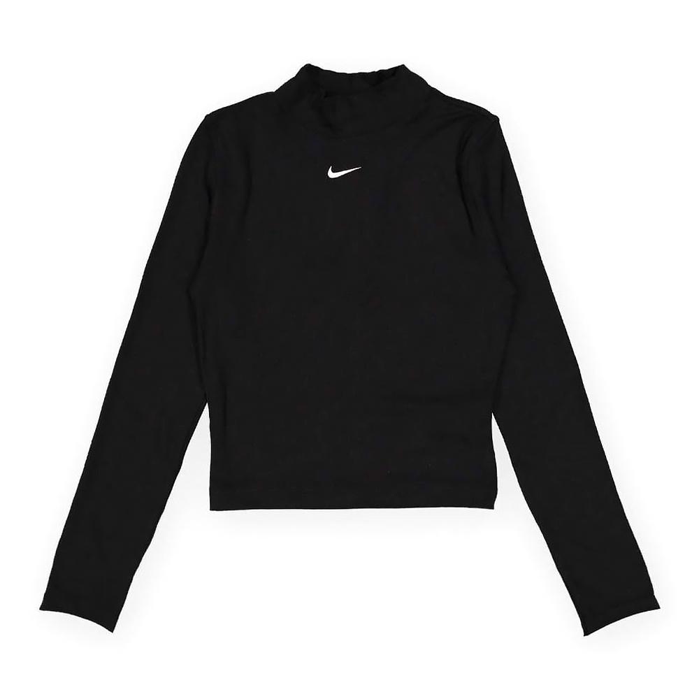 Nike Sportswear Essential Ribbed Long-Sleeve Top Black White Women DV7881-010 M