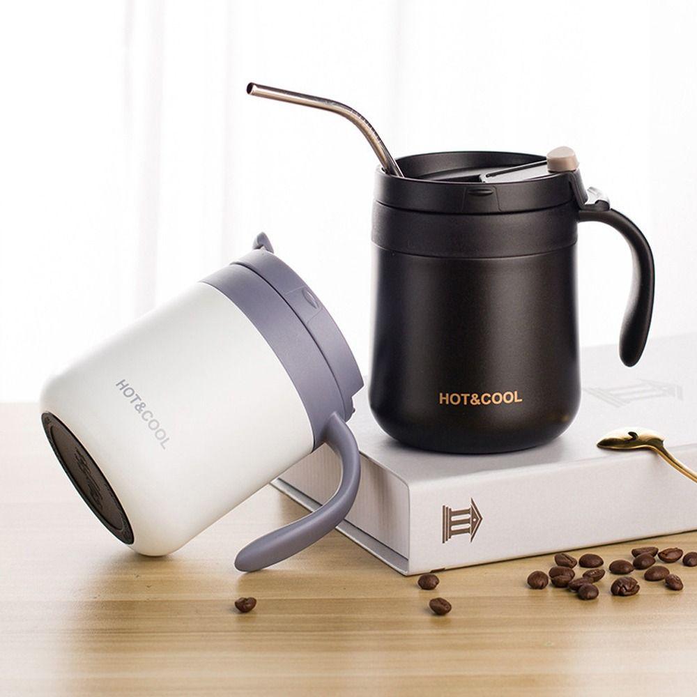 Wide-mouthed Insulated Cup Solid-color Thermos Cup Portable Coffee Cup  Car