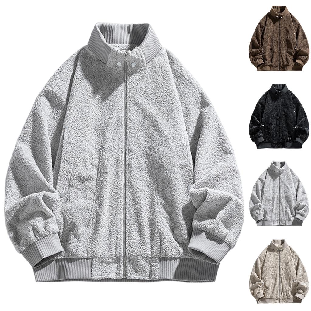 Men's Large Size Baseball Coat More Relaxed Leisure Hairy Jacket