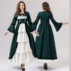 Halloween Medieval Vintage Gothic Court Dress Square Neck Waist Splicing Bow Dress