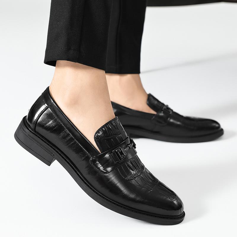 Men's Derby Shoes slip on fashion Business Loafers Gentleman Dress Shoe Faux Crocodile Pattern Leather men wedding party shoes