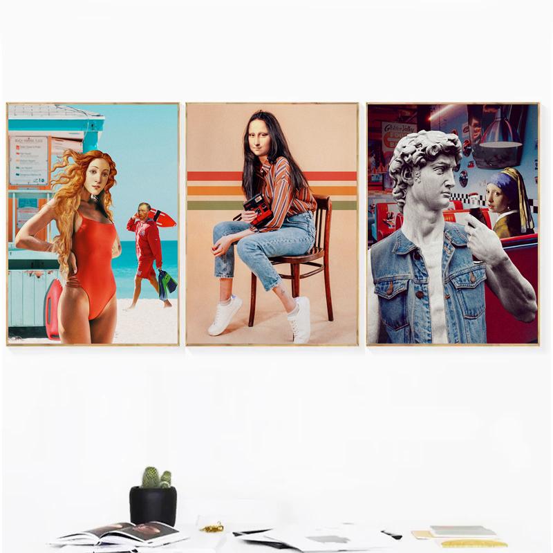 

Абстрактные картины на холсте с известными персонажами, Венера Давид, забавные постеры и принты, настенные художественные картинки для декора гостиной, Куадрос