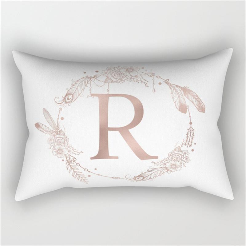 30x50cm English Alphabet A-Z Letter Print Pillowcase Custom Polyester Short PLush Line Sofa Room Home Decoration Cushion Cover