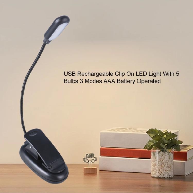 Desk Lamp Clip On Light LED USB Clip Light with 3 Color Modes 3 Dimmable Brightness Desk Light Flexible Gooseneck