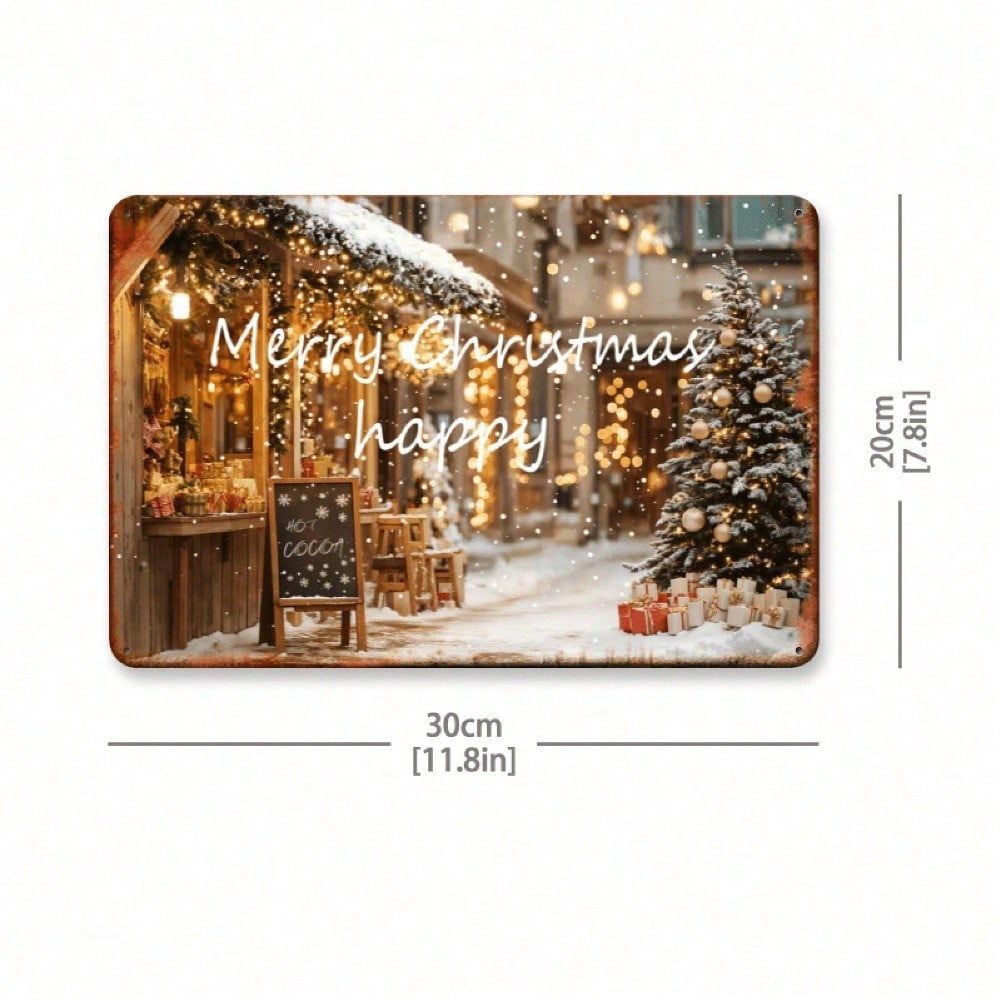 

Christmas Tin Sign Vintage Hot Cocoa Snow Scene Wall Art Home Bar Garden Decor 8x12 Inch 20x30 разноцветный