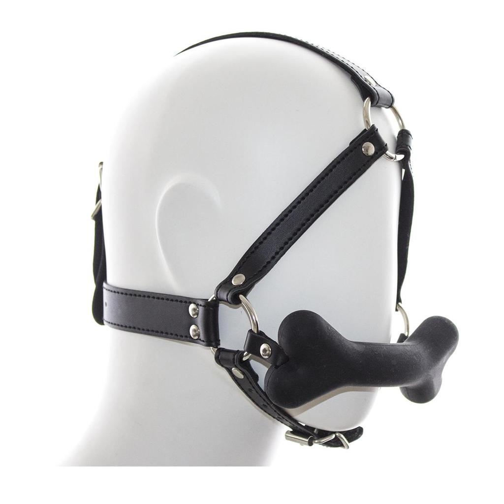 VaHppy Gag Máscaras Sexo Oral Jogos de Casal Role Play Cosplays Rainha Condicionamento Escravo de Cão PU Silicone Ossos de Cão Bolas de Sucção Argola O Bondage