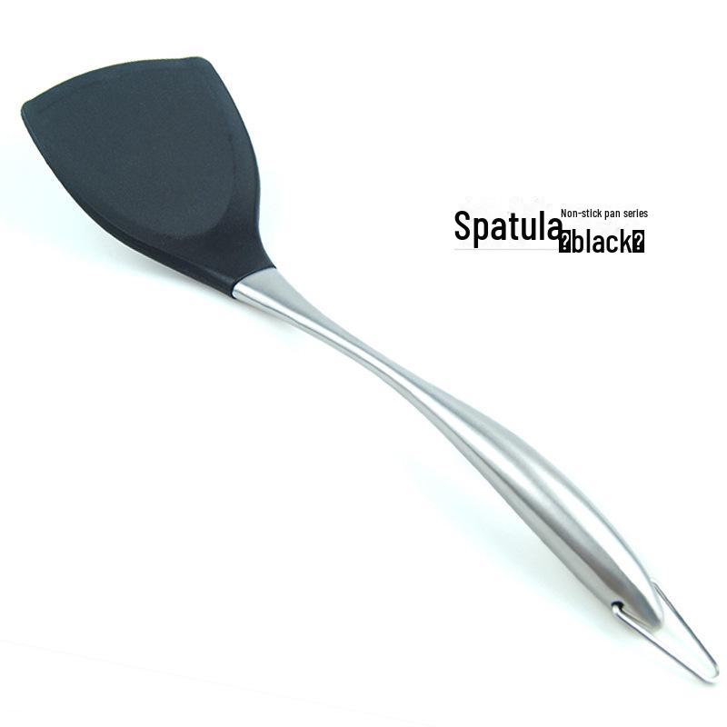 

Силиконовая антипригарная кулинарная лопатка с полой ручкой чёрный