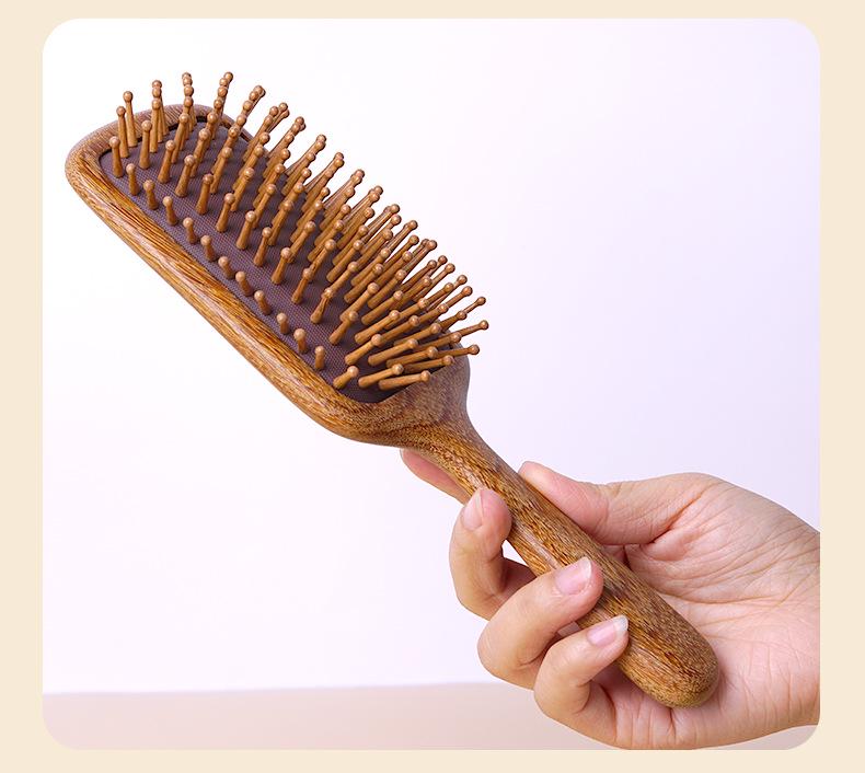 Sandalwood Travel Massage Comb: Portable Solid Wood Fluffy Comb with Cushion Airbag for Hair and Scalp Massage.
