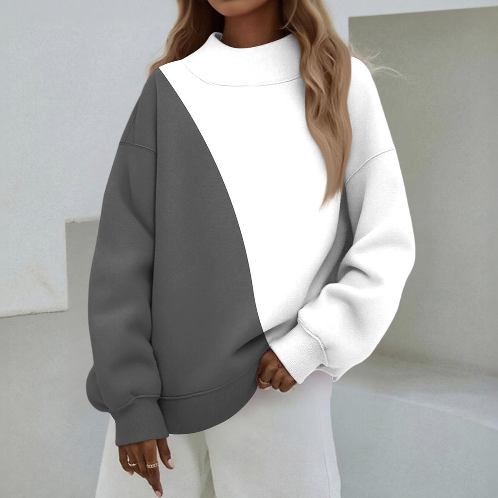 Mock Neck Sweatshirt Women Fall Comfort Oversized Sweatshirt Dressy Pullover Sweatshirts No Hood Cozy Turtleneck Tops