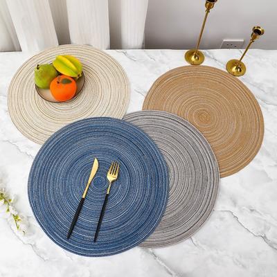 38cm Round Weaving Pot Mat Dish Placemat Coaster Folding Heat Insulation Western-style Mat Pots And Pans Kitchen Table Mat Decor