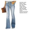 Women Jeans High Waist Flared Hem Slim Fit Button Closure Gradient Color Matching Full Length Pockets Bell-bottomed Pants Denim Trousers