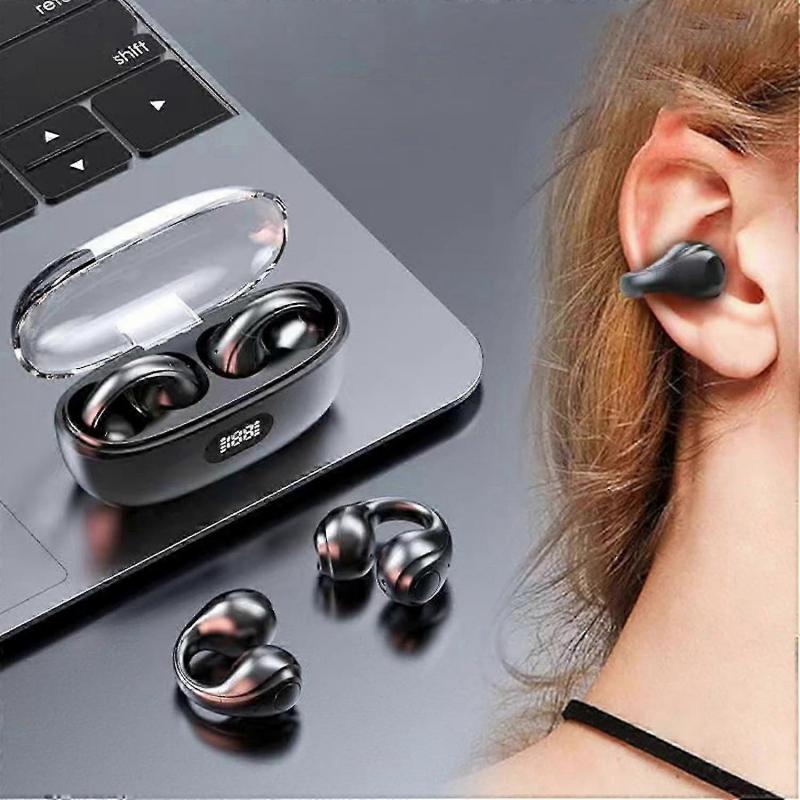 Wireless Bluetooth 5.3 Headphones, Wireless Ear Clip Headphones with Charging Box, Built-in Micropho