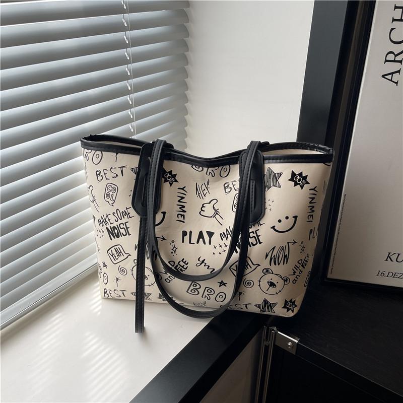 Simple Temperament Summer New Small Fresh Printing Large Capacity Tote Bag Women's Shoulder Commuter Backpack