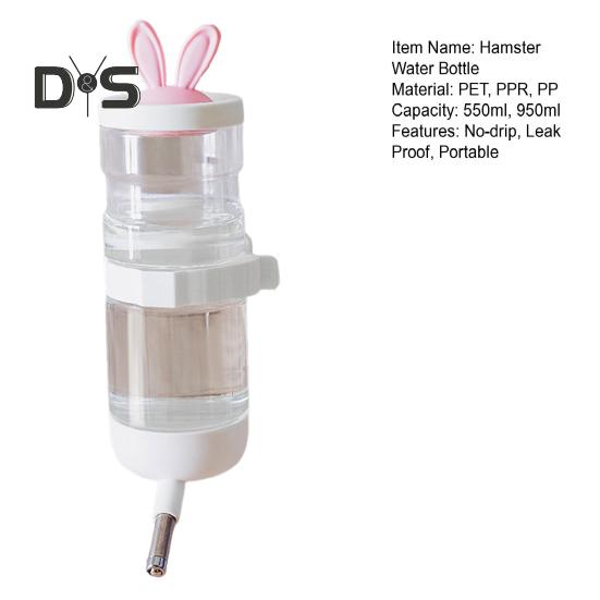 550/950ml Hamster Water Bottle No Drip Small Animal Cage Water Dispenser Automatic Drinking Feeder for Rabbits Ferrets Guinea Pigs Hamsters Hedgehogs