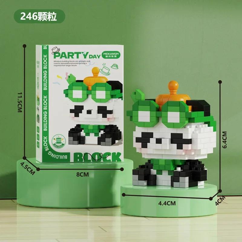 New cartoon building blocks cute pandas flowers, menglan dolls puzzle building blocks Table ornaments boys girls birthday gifts